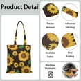 thumbnail image 5 of Sunflower Print Reusable Grocery Tote Bag – Vintage Boho Farmhouse Canvas Shopping Bag with Watercolor Floral Design, Beach, Picnic, Summer & Fall, 5 of 7