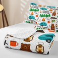 thumbnail image 4 of Manfei Kawaii Bear Twin Quilt Set 2 Pieces,Adventure RV Accessories Twin Coverlet Set,White Teal,1 Bedspread and 1 Pillowcase, 4 of 7
