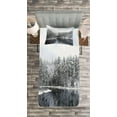 thumbnail image 3 of Ambesonne Winter Quilted Bedspread Set 2 Pcs, Trees in Cold Day Lake, Twin Size, White Brown, 3 of 3