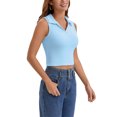 thumbnail image 4 of INSPIRE CHIC Summer Sleeveless Cropped Tank Tops for Women Golf Polo Shirts Collared V Neck Athletic Workout Tops S Blue, 4 of 5