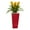 Yellow, variant on Nearly Natural 26" Plastic and Polyester Triple Bromeliad Artificial Plant in Red Planter, Red