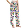 thumbnail image 2 of Dailycode Women's Pajama Pants Wide Leg Lounge Pj Bottoms With Pockets Colorful Little Flowers and Leaves, 2 of 7