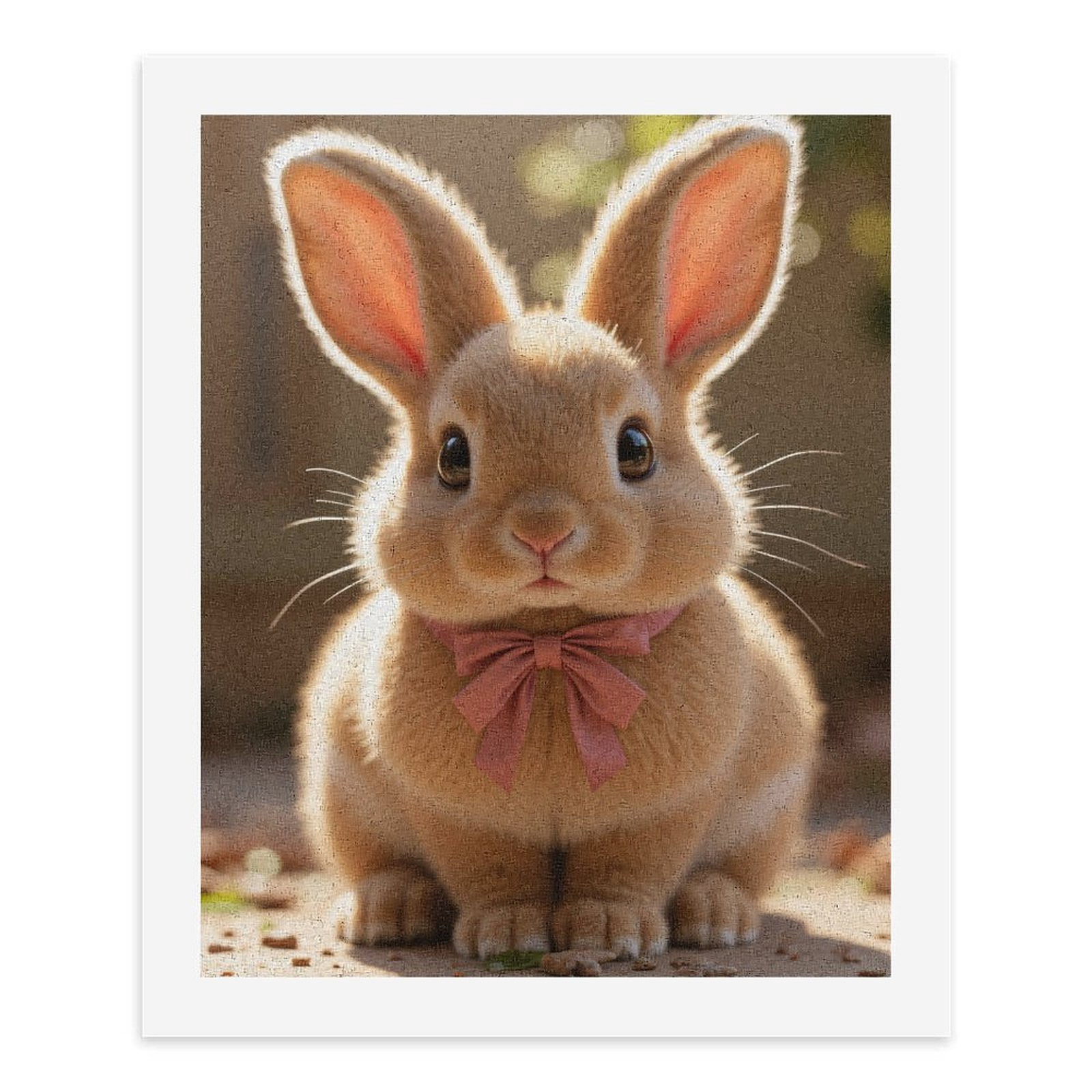 Paint By Numbers Kit for Adults Beginner - DIY Adorable Bunny With Pink Bow Canvas Painting Kits for Adults, Frameless Paint By Number for Adults for Home Wall Decor 16x20 Inch