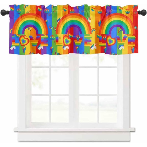 Valance for Windows LGBT Rainbow Flag of Gay Fist Window Treatment Valances Rod Pocket Curtain Valance for Kitchen, Bathroom, Living Room, Bedroom 54" W x 18" L