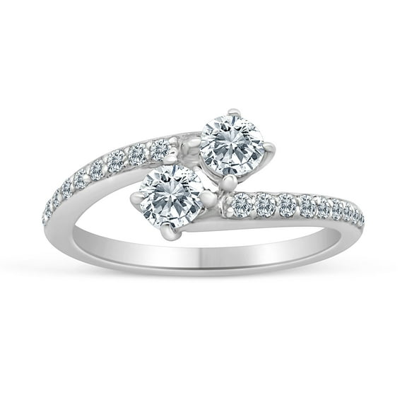 5/8ctw Diamond Two Stone Engagement Ring in 10k White Gold (G-H, I2-I3)