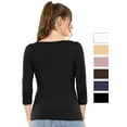 thumbnail image 3 of Stretch Is Comfort Women's Oh So Soft 3/4 Sleeve Boat Neck Top| Adult Small- 3x, 3 of 6