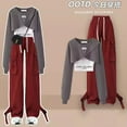 thumbnail image 4 of Spring/Summer Set Women's Korean Loose Design Casual Top+suspender+work Wide Leg Pants Three Piece Set Trendy, 4 of 5