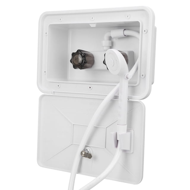 Caja de ducha exterior Kit de lavado al aire libre con accesorio de cerradura para barco Camper Autocaravana