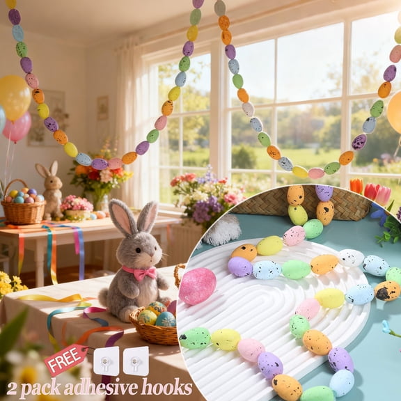 KOYPTL 6.6ft Easter Egg Garland Artificial Rustic Spring Garland for Mantle, Easter Garland Decorations for Fireplace Tree Table Window Wall, Indoor Outdoor Home Party Easter Decoration Gift