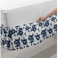 thumbnail image 2 of Hawaii Bed Skirt, Monochrome Foliage Bouquet Abstract Art the Flower of Aloha State Hibiscus, Elastic Bedskirt Dust Ruffle Wrap Around for Bedding Decor, 4 Sizes, Navy Blue White, by Ambesonne, 2 of 2