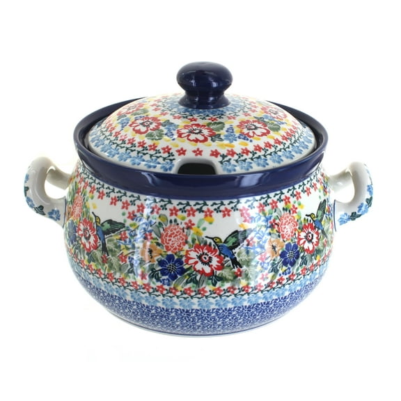 Blue Rose Polish Pottery Hummingbird Soup Tureen