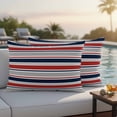 thumbnail image 4 of Pack of 2 Red Navy Blue Striped Outdoor Pillow Covers Decorative, Waterproof Pillow Protector, Farmhouse Stripes Modern Abstract Art Lumbar Throw Pillowcases for Patio Couch Sofa Home Decor 20"x12", 4 of 8