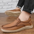 thumbnail image 5 of Men's Slip On Loafers Casual Leather Dressy Work Shoes Comfortable Soft Lightweight Walking Office Driving Fashion Shoes Brown 10.5 US, 5 of 7