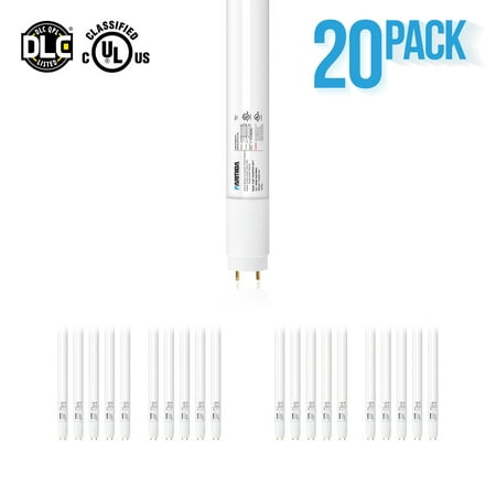 Parmida (20 Pack) 4FT LED Hybrid T8 Tube Light, Type A+B, 18W, Single-Ended OR Double-Ended Connection, 5000K, 2200lm, Frosted Cover, Works with/Without Ballast, Shatterproof, UL & (Best Double Ended Ballast)
