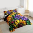 thumbnail image 3 of Manfei Country Floral Full Size Comforter Sets,Rustic Botanical Bedding Comforter Set,Orange Sunflower Bedding Sets For Kids,Breathable Home Decor Reversible,3 Pieces, 3 of 8
