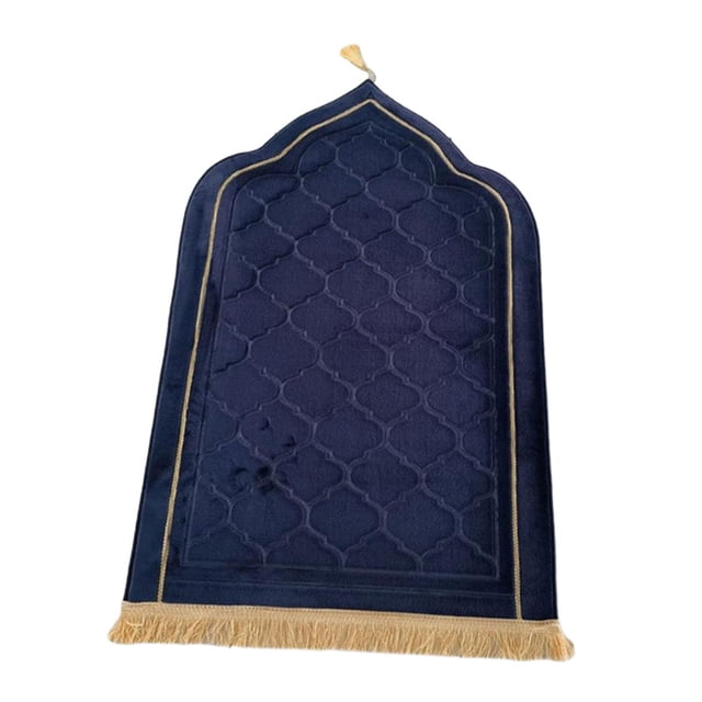 Islamic Prayer Rug Home Embossing Soft Worship Kneel Thick Prayer Carpet Mat blue gray