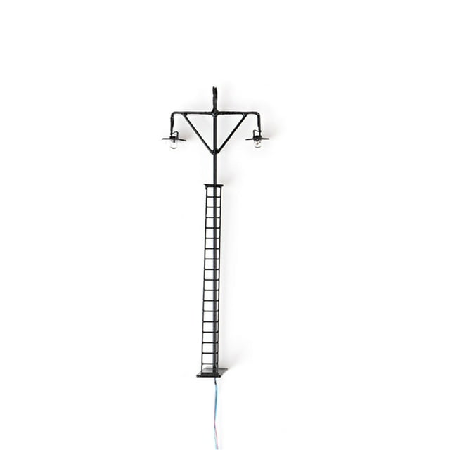 Model Railway Light Warm White Modes Miniature Mini LED Lamppost Yard Micro Two-Heads Park Lamps Sand Table Layout Decorations Black(Warm Light)