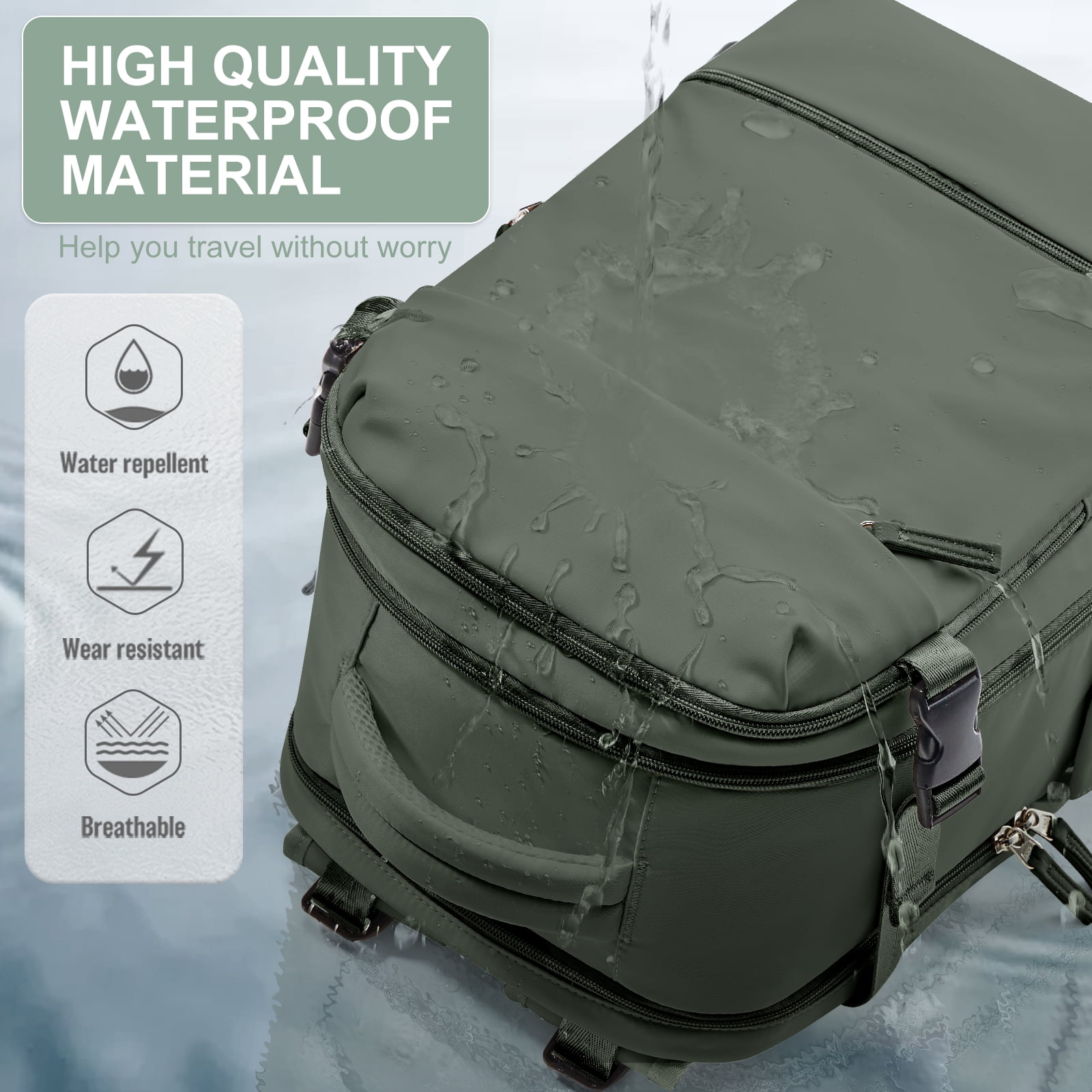 Lightweight Travel Backpack Simple Carry On Backpack with Shoe Compartment, Personal Item Travel Bag Flight Approved, Water Resistant Laptop Backpack for Women Men Weekender Business, Olive Green