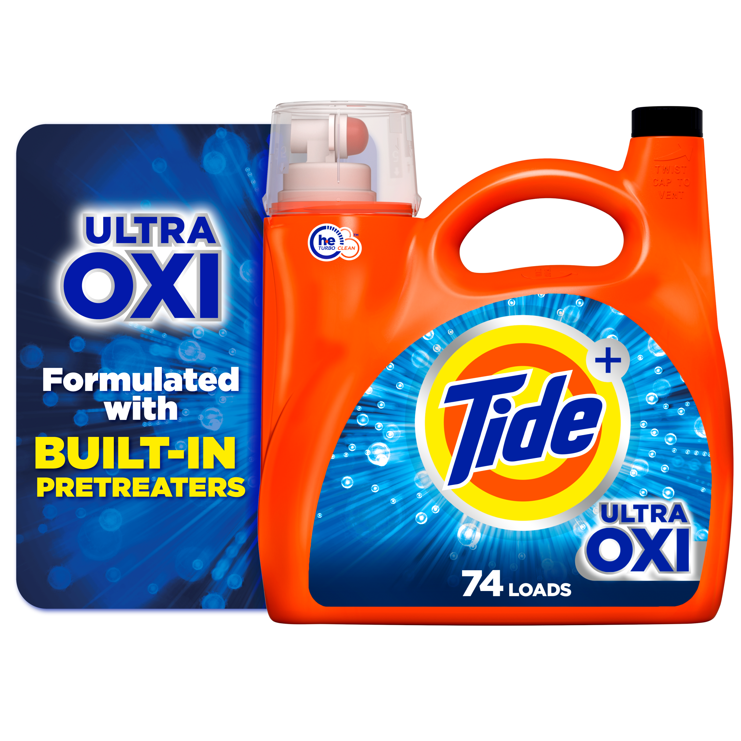 Tide Ultra Oxi Liquid Laundry Detergent, HE Compatible, 74 Loads, 105 fl oz