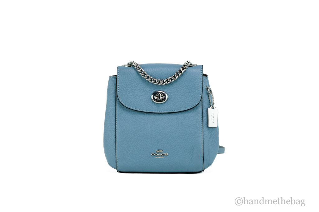 Coach (C5677) Mini Cornflower Blue Pebble Leather Convertible Chain