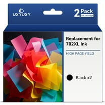 UXYUXY Ink Cartridges Replacement for Epson 702 702XL Ink Cartridges for Workforce Pro WF-3720 WF-3730 WF-3733 Printer(2 Black, 2-Pack)