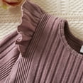 thumbnail image 5 of IWEMEK Little Girl Winter Dresses Ruffle Long Sleeve Crew Neck Dress Ribbed Knit Solid Color Elegant A-Line Sundress 3Y, 5 of 8