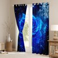 thumbnail image 3 of Homewish Chic Glitter Print Black Out Curtains,Romantic Blue Rose Curtains Pack of 2 (42x63 Each),Valentine'S Day Floral Bedroom Curtains For Adults,Ultra Soft Home Decor, 3 of 6
