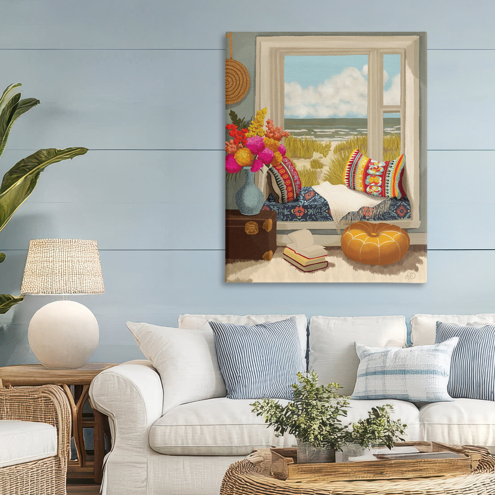 Stupell Industries Coastal Vacation Window Seat Canvas Wall Art, design by Lisa R Dumm