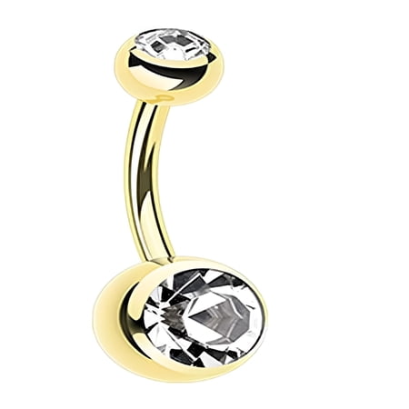 DESIGNICE 2026 New Belly Button Ring Navel Gold Plated Solitaire Body Jewelry 14G for Daily Wear,Beach,Party,Festival,Club