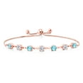 thumbnail image 2 of Gem Stone King 18K Rose Gold Plated Silver Swiss Blue Topaz and White Moissanite Infinity Links Bracelet for Women (2.99 Cttw, Round 4.5MM, Fully Adjustable up to 9 inch), 2 of 5