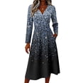 thumbnail image 3 of Womens Fall Casual Maxi Dresses Elastic Waist Wrap Crossover V Neck a Line Dress High Waist A-Line Swing Sundress, 3 of 5