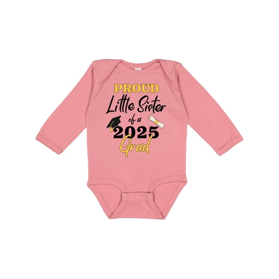 Inktastic Proud Little Sister of a 2025 Grad Girls Long Sleeve Baby Bodysuit