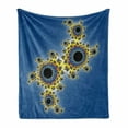 thumbnail image 1 of Fractal Soft Flannel Fleece Throw Blanket, Floral Spiral Unusual Contemporary Pattern with Rotary Display, Cozy Plush for Indoor and Outdoor Use, 50" x 70", Yellow Violet Blue, by Ambesonne, 1 of 6