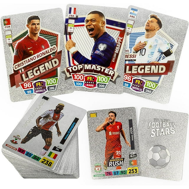 2025 55 Uds. Tarjeta de lámina dorada de estrellas de fútbol mundial contiene 55 mejores tarjetas de colección de estrellas de fútbol del mundo, gran regalo