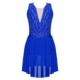 thumbnail image 6 of iiniim Girls Sleeveless Gymnastics Leotard Dress Lyrical Modern Dance Competition Figure Skating Royal Blue 14, 6 of 7