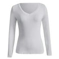 thumbnail image 3 of Fiaer,Deep V Neck Sexy Cropped T Shirts for Women,Women's Slim Fit Long Sleeve Tshirts,Ladies Solid Color Trendy Tops Grey1 M, 3 of 4