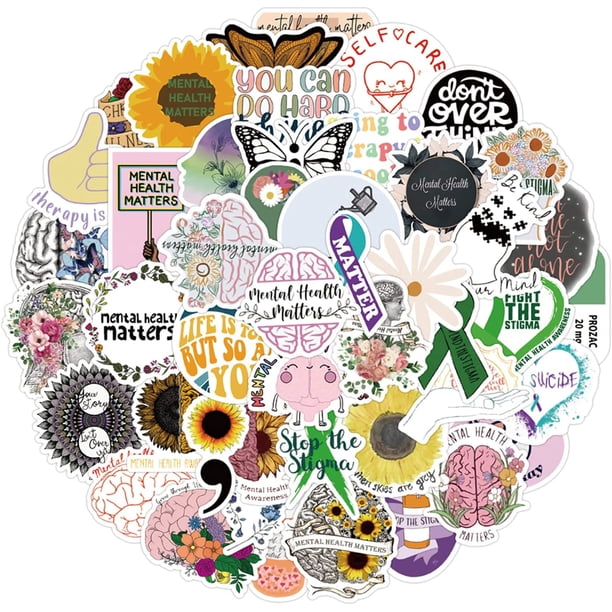 Mental Health Awareness Stickers 50 Pcs, Mental Health Matters Vinyl ...