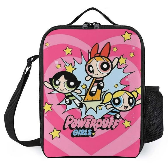 The Powerpuff Gi-rls Lunch Tote Bag Reusable Bento Bag Lunch Box Insulated Cooler Bag Adjustable Shoulder Bag