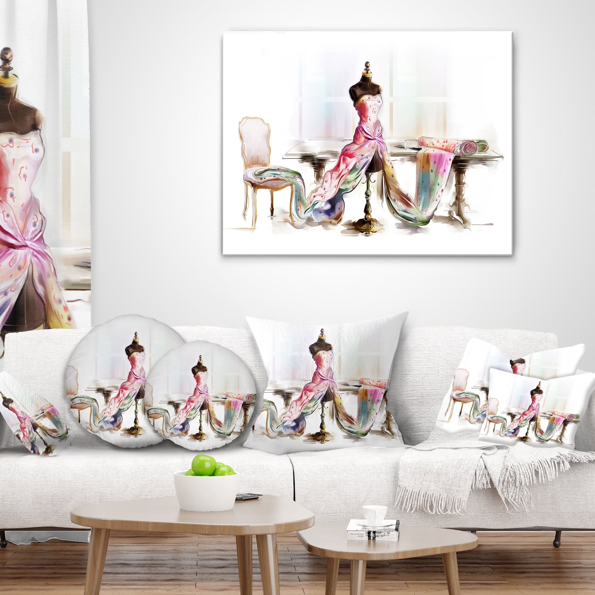 Designart Dressed Tabletop Mannequin - Abstract Throw Pillow - 16x16