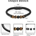 thumbnail image 2 of Leather Urn Bracelet for Men Women Cremation Memorial Lava Stone 316L Stainless Steel Cremation Bangle Urn Bracelet for Ashes, 2 of 7