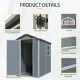 thumbnail image 4 of 4x6 FT Outdoor Storage Shed with Floor, Resin Tool Shed with Window and Air Vent, Plastic Outdoor Storage Shed for Backyard Garden Patio Lawn, Grey, 4 of 7
