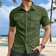 thumbnail image 2 of QHFBli Mens Short Sleeve Button Down Shirts Work Casual Button Up Relaxed Fit Summer Shirt with Two Pockets, 2 of 4