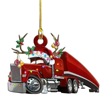 

Christmas Ornament Firetruck | Red Truck Pendant with Lanyard | Festival Supply Hanging Fire Truck Decor for Christmas Trees Walls Fireplaces