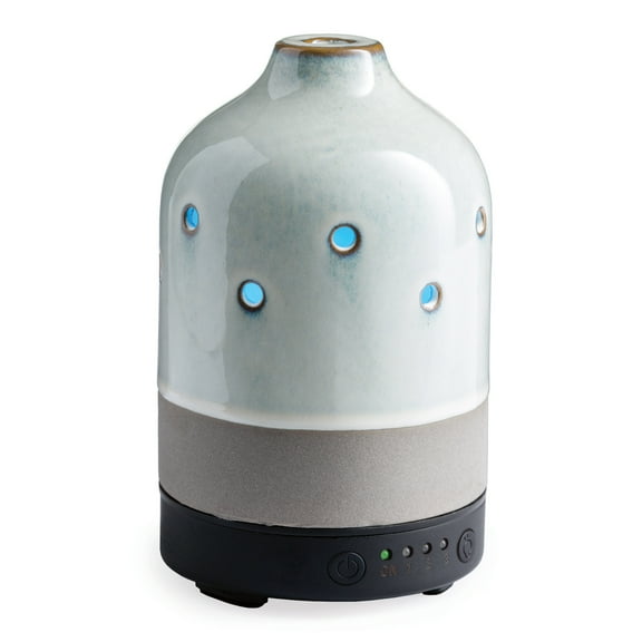 Airome Glazed Concrete Medium Ceramic Essential Oil Diffuser With Timer, Grey and White