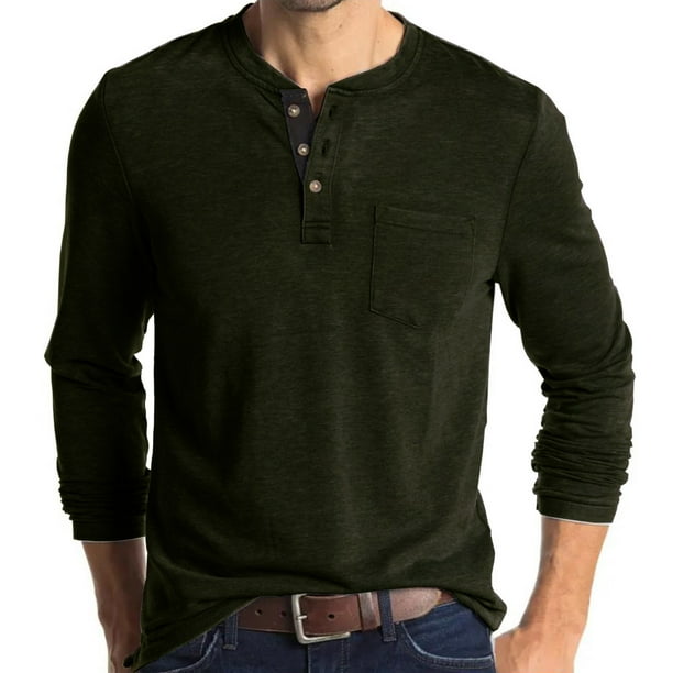 Blusas y camisas de manga larga con cuello redondo para hombre, blusa básica lisa de color puro y musculosa de manga larga, blusas y camisas de manga larga con cuello redondo para hombre.