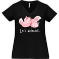 thumbnail image 3 of Inktastic Let's Relaxolotl with Cute Sleeping Axolotls Women's Plus Size V-Neck T-Shirt, 3 of 5