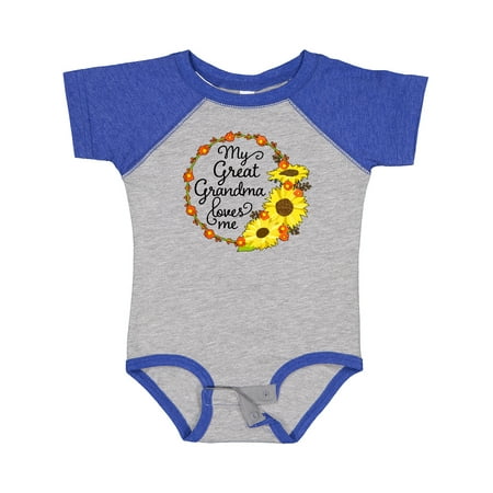 

Inktastic My Great Grandma Loves Me with Sunflower Wreath Gift Baby Boy or Baby Girl Bodysuit