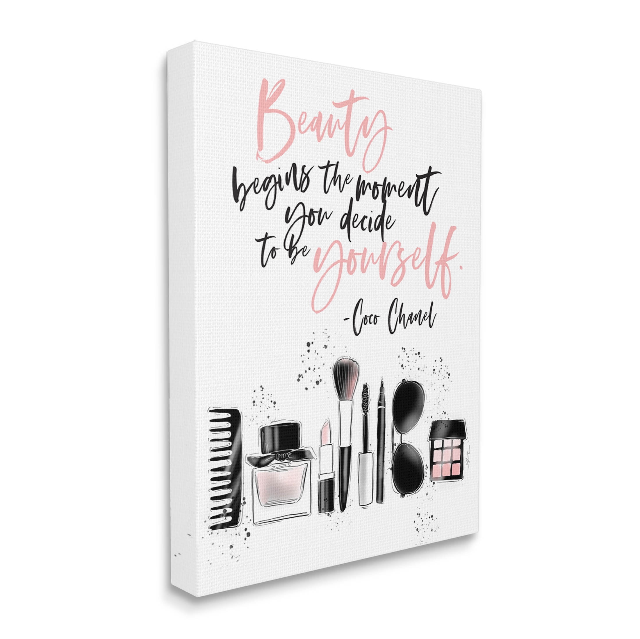Stupell Industries Beauty Begins Uplifting Fashion Quote Graphic Art Gallery Wrapped Canvas Print Wall Art, Design by Alison Petrie