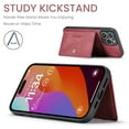 thumbnail image 6 of Wallet Case for iPhone 16 Pro Max, Retro PU Leather Shockproof Phone Case Magnetic Snap Back Cover Detachable with Card Holder Pocket Wallet Stand for iPhone 16 Pro Max, Red, 6 of 8