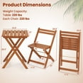 thumbnail image 3 of Gymax 3 PCS Outdoor Wood Bistro Set w/ 2 Folding Chairs & Dining Table for Backyard, 3 of 10